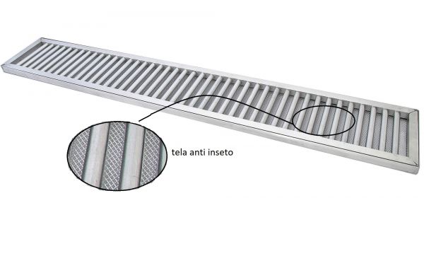 15x100cm Ralo Linear Alumínio Estrutural com Tela Anti Insetos